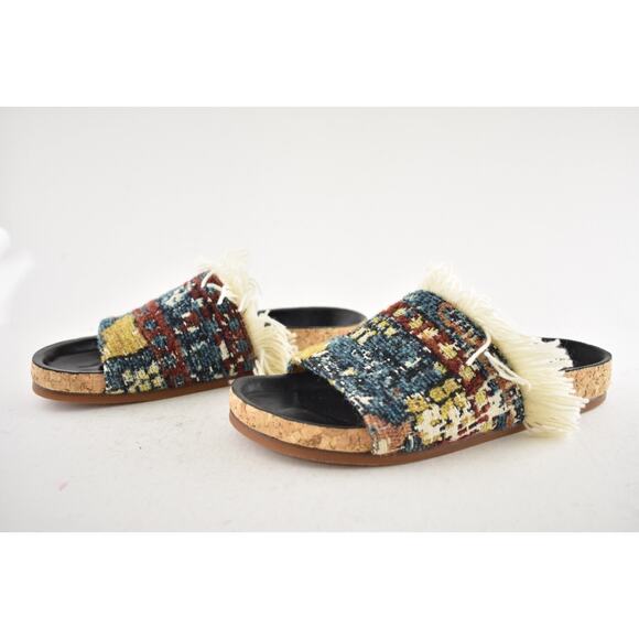 Chloe Kerenin Kilim Rug Tapestry Fringe Multicolor Slide Slip On Flat Sandal 36 - Picture 11 of 14
